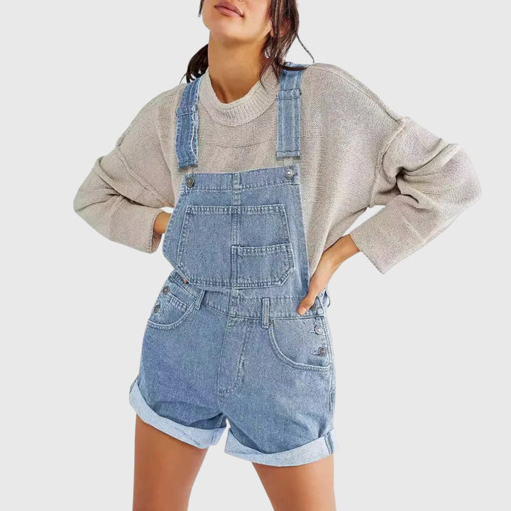 Rina | Vintage Adjustable Denim Overall Shorts