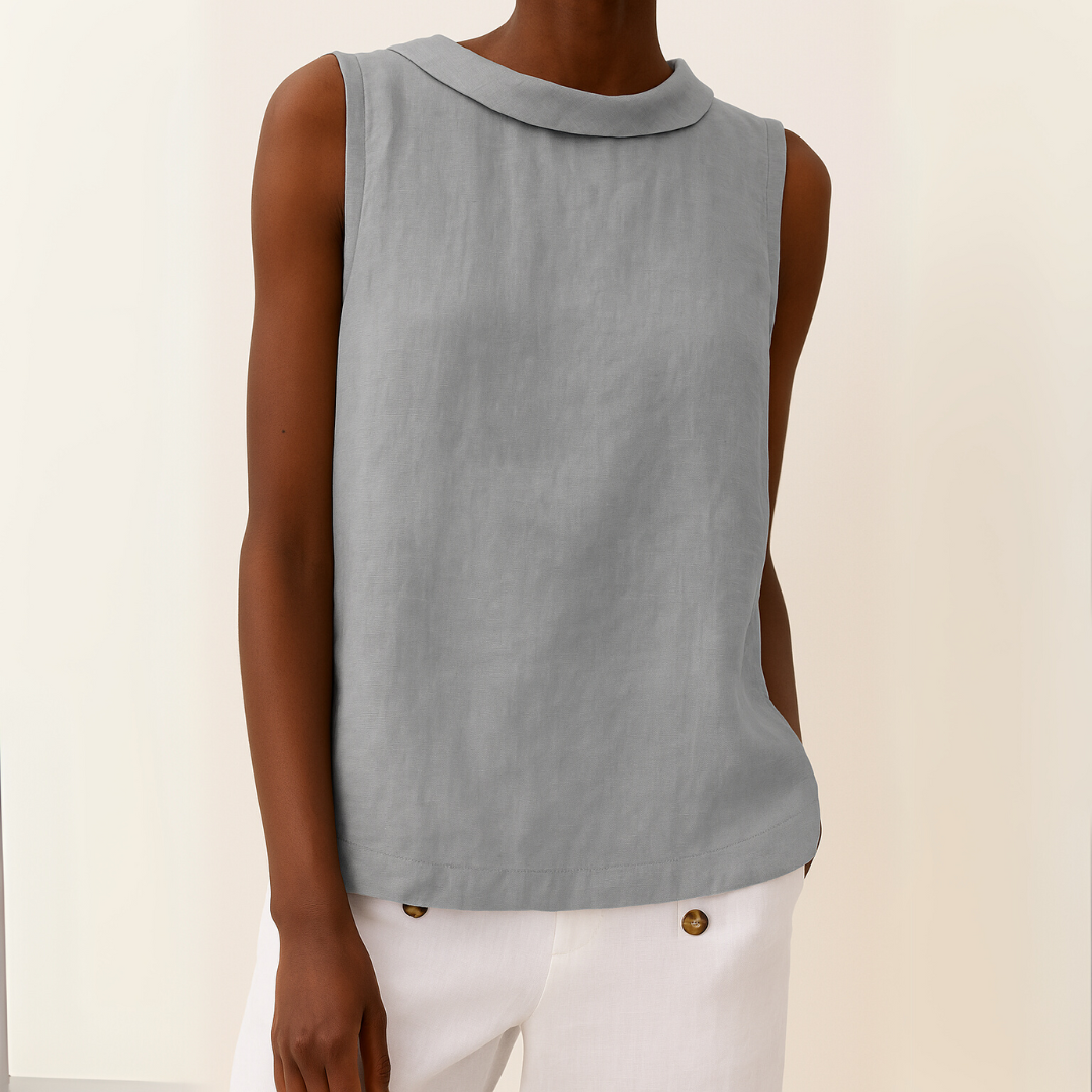 Maria | Women's Sleeveless Roll Collar Top