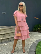 Karen | Women's Layered Short Sleeve Summer Dress