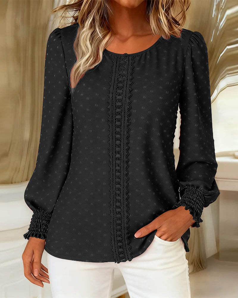 Amy | Puff Sleeve Blouse with Round Neck