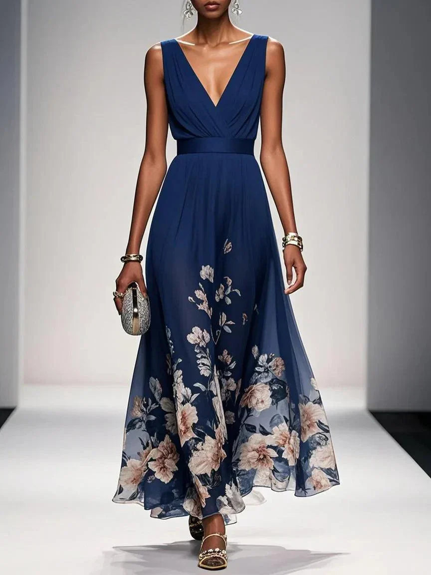Raina | Women's Floral Chiffon Summer Maxi Dress