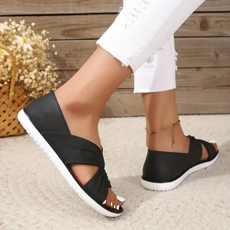 Elio | Women's Twisted Knot Cross Strap Flat Slides