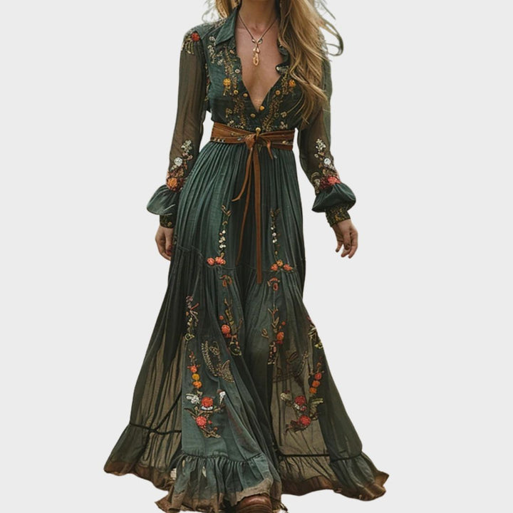 Alina | Women's Boho V-Neck Maxi Dress