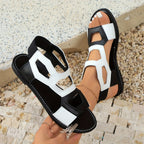 Cormac | Women's Two-Tone Cut-Out Flat Slide Sandals