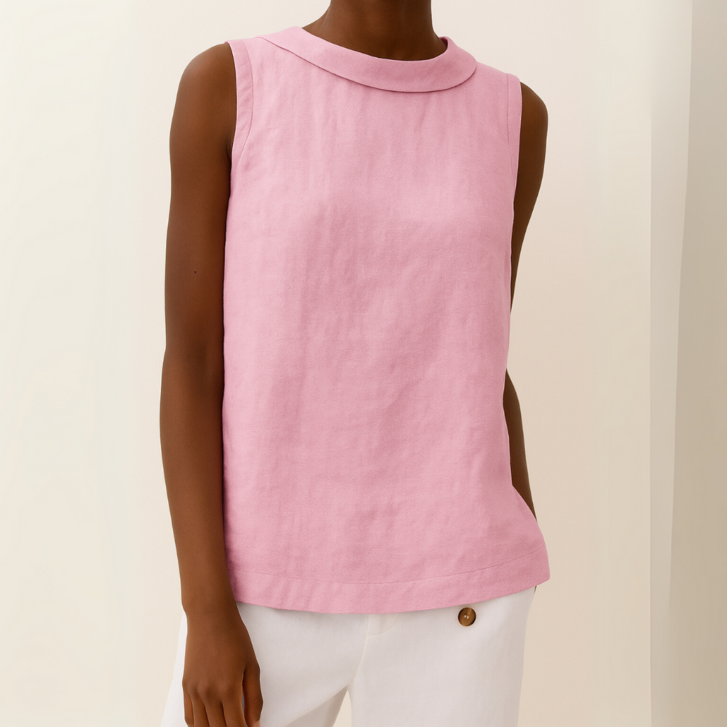 Maria | Women's Sleeveless Roll Collar Top