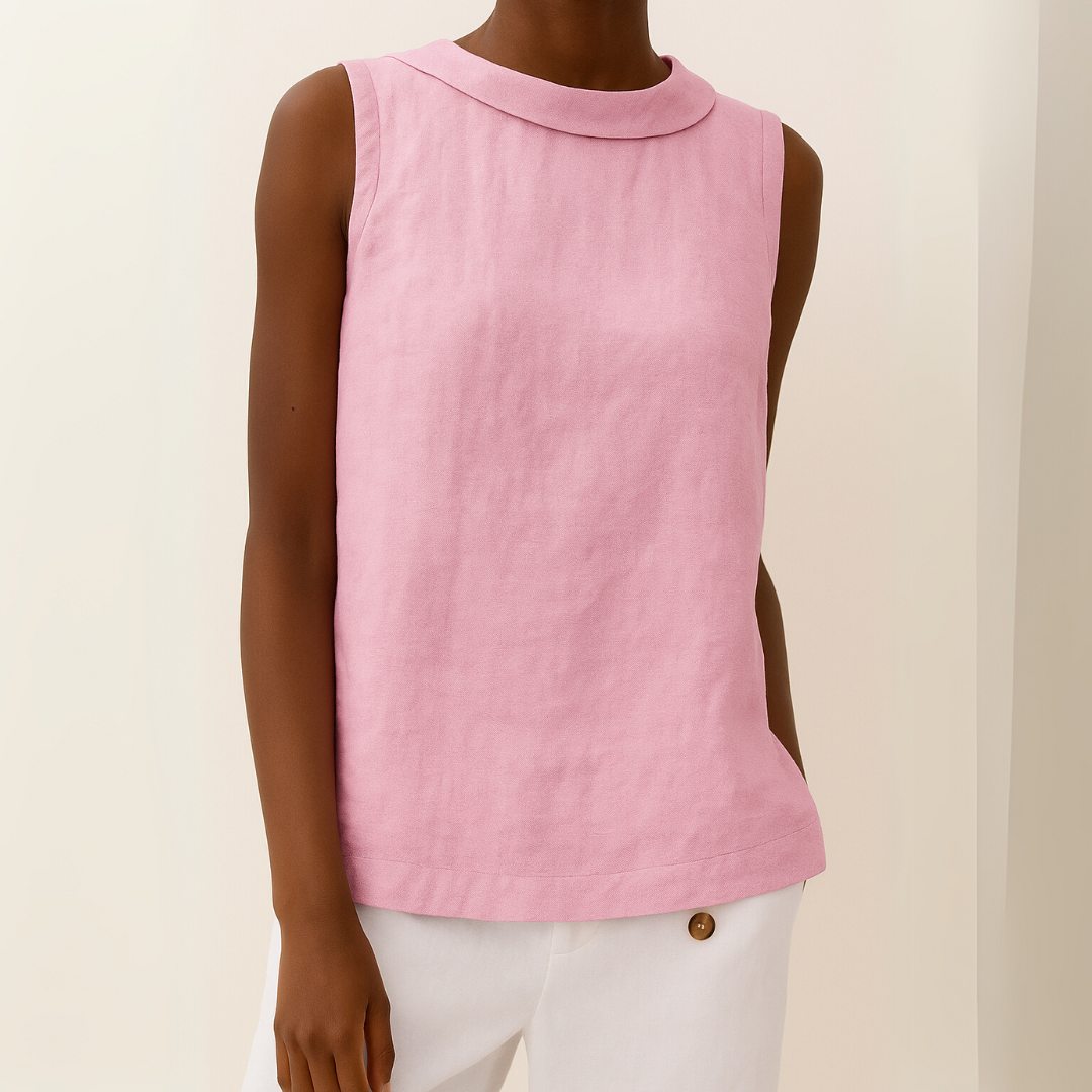 Maria | Women's Sleeveless Roll Collar Top