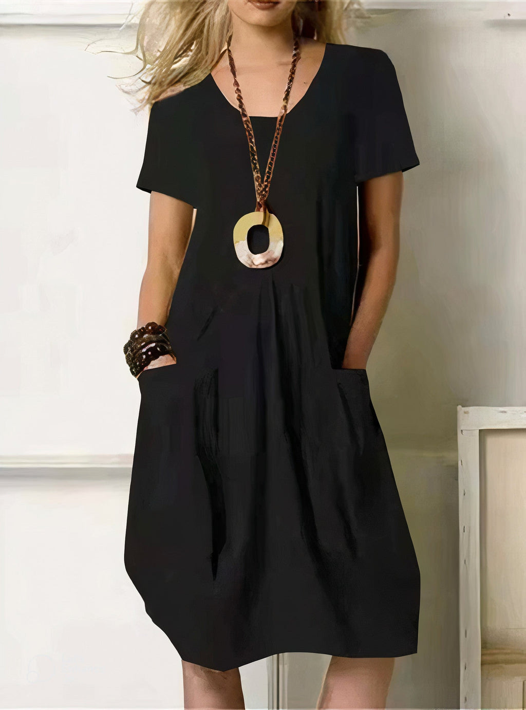 Lark | Women's Casual Loose Pocket Midi Dress