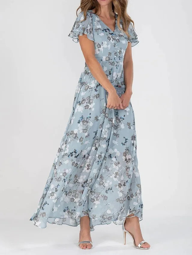 Yara | Women's Floral Ruffle Sleeve Maxi Dress