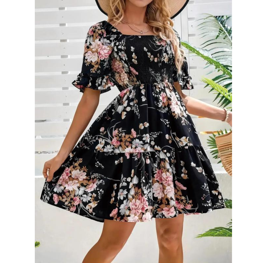 Grace & Jess | Vintage Floral Flounce Sleeve Summer Dress