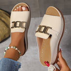 Mafalda | Women's Double Gold Buckle Slide Sandals