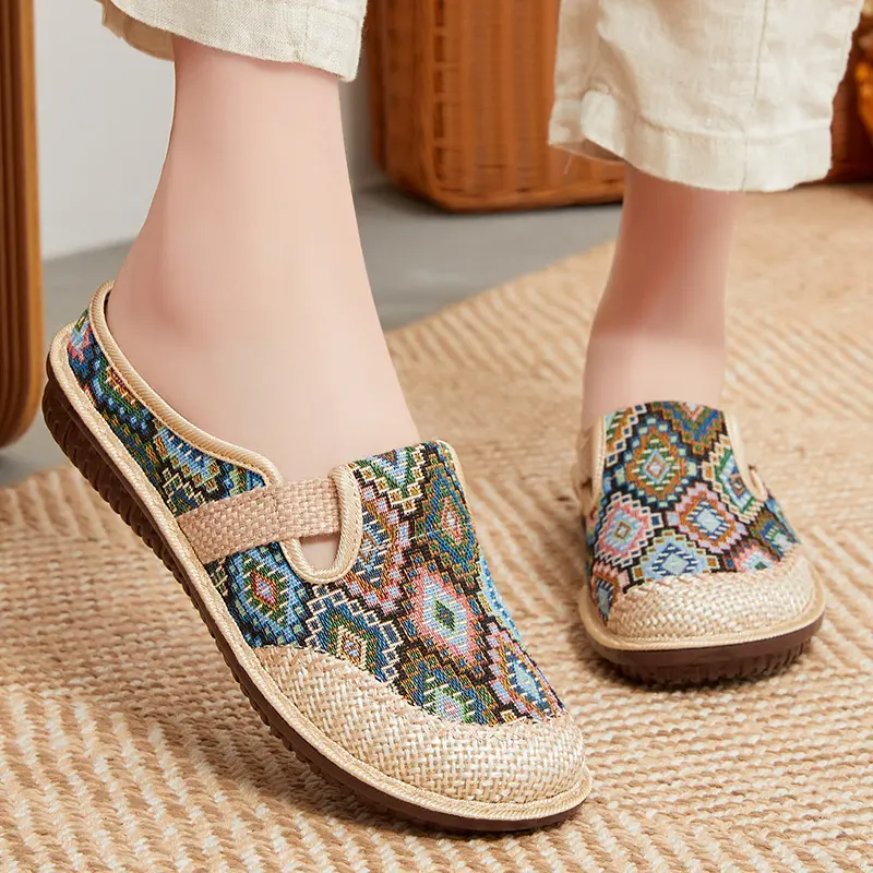 Neraya | Women's Boho Embroidered Slip-On Mule Clogs