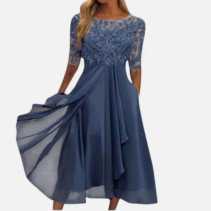Rhonda | Women's Embroidered Midi Occasion Dress