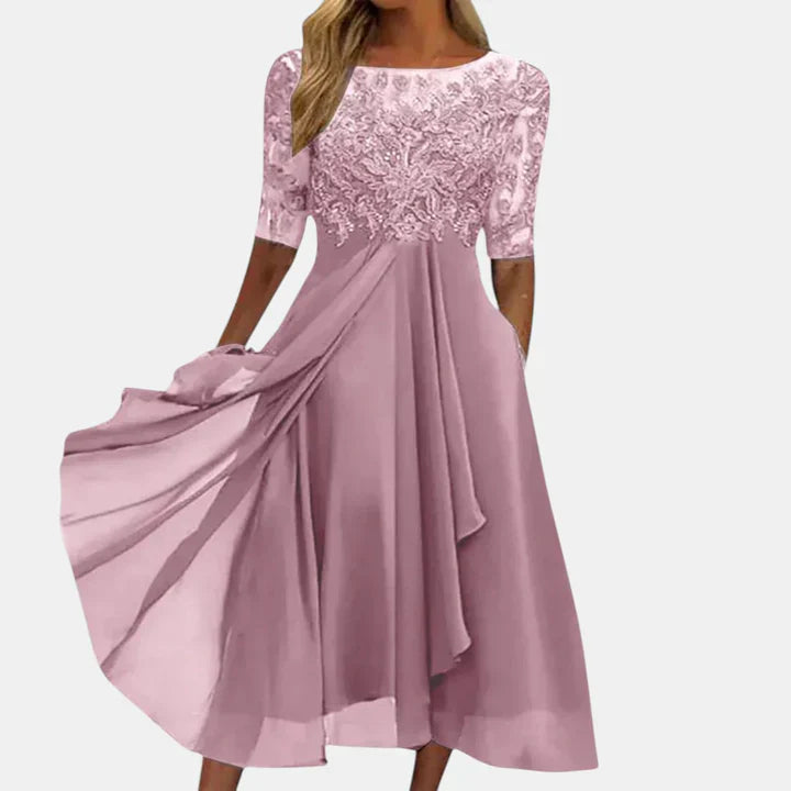 Rhonda | Women's Embroidered Midi Occasion Dress