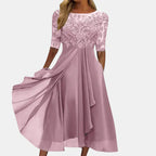 Rhonda | Women's Embroidered Midi Occasion Dress