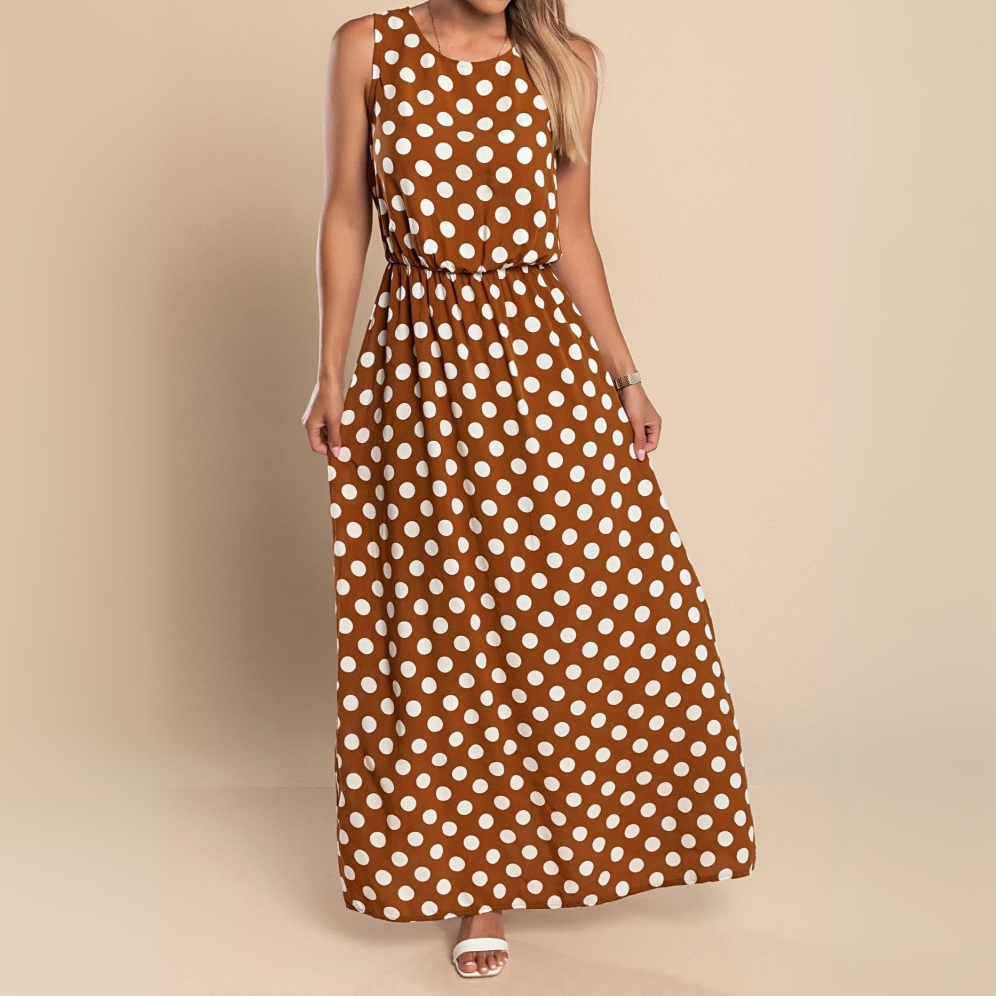 Mireya | Women's Polka Dot Sleeveless Maxi Dress