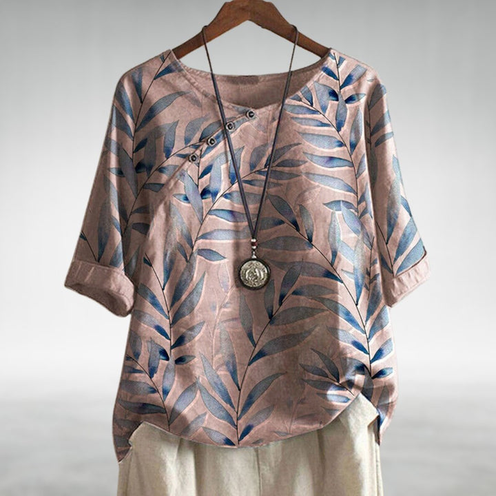 Avery | Women's Casual Floral Leaf Print Linen Summer Shirt