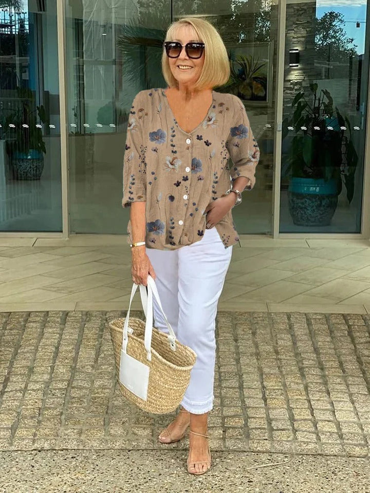 Grace & Jess | FLORAL BLOUSE WITH SOFT DRAPE