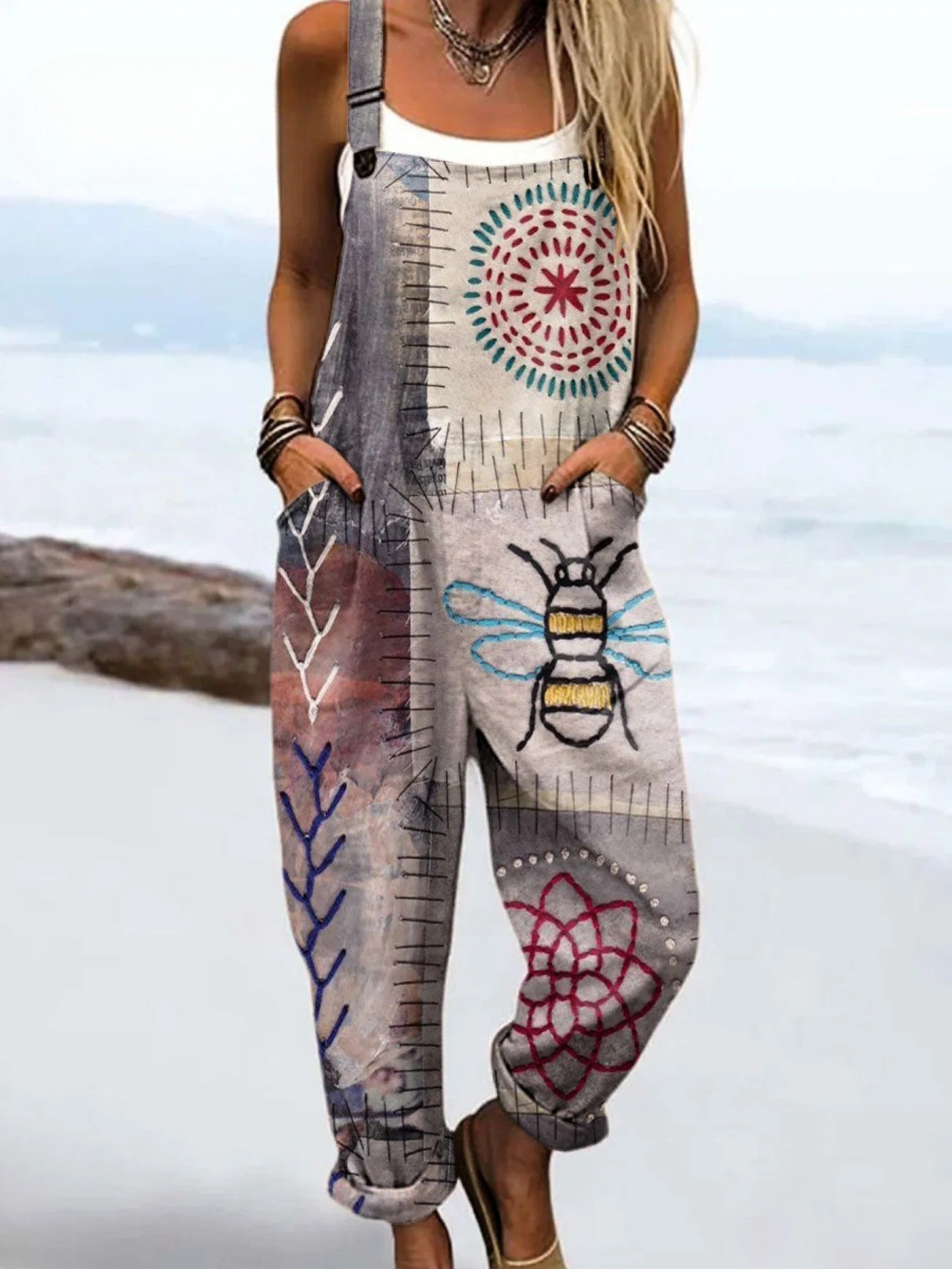 Cora | Women's Printed Dungaree Jumpsuit