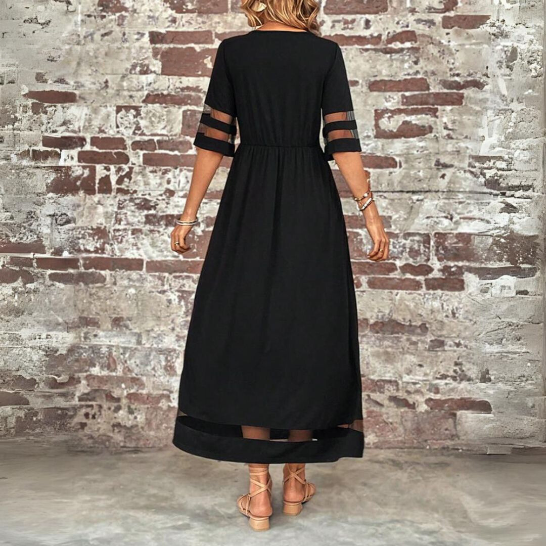Remi | Women's Elegant Mesh Detail Maxi Dress