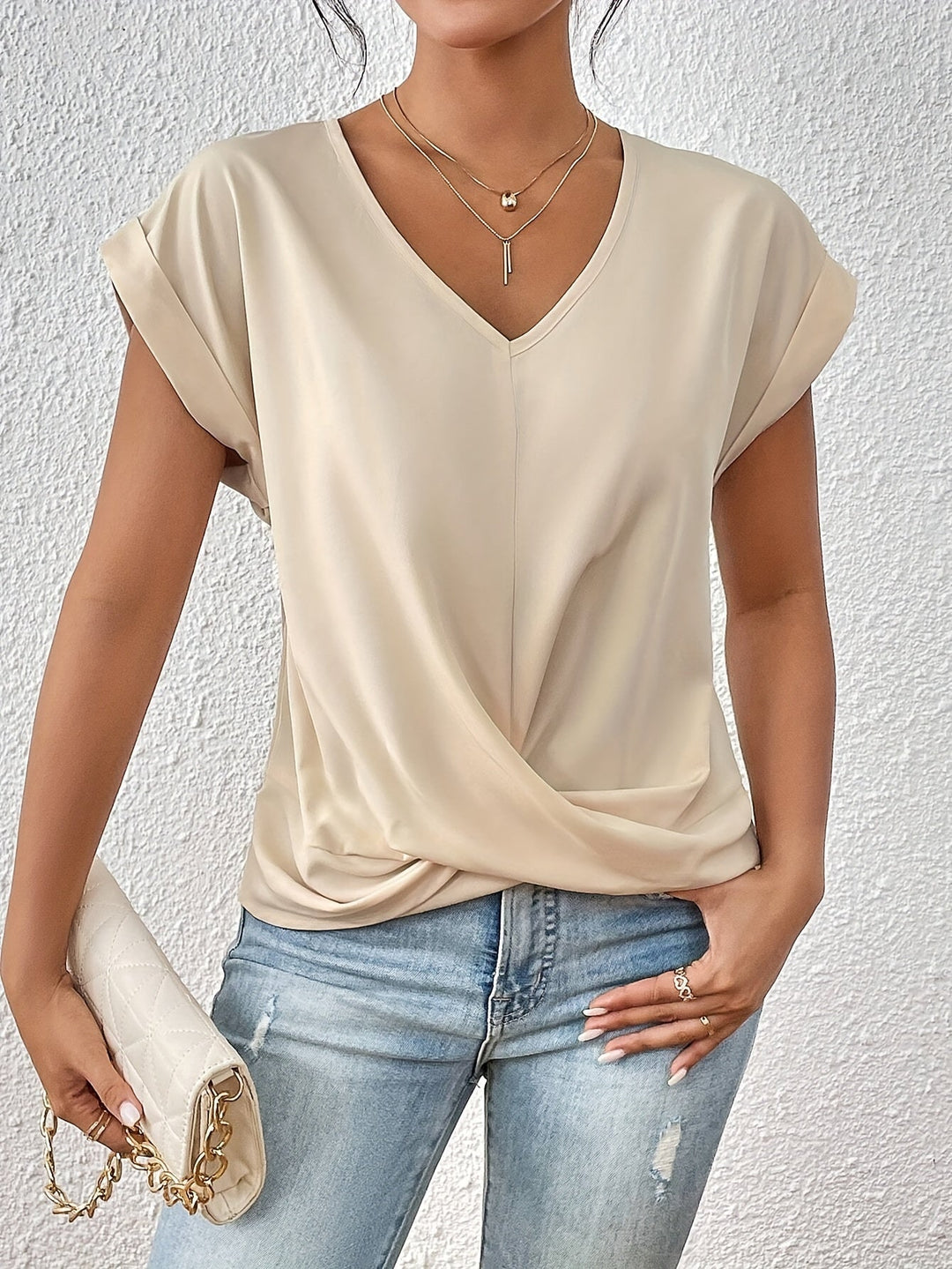 Grace & Jess | Twist Front V-Neck Top