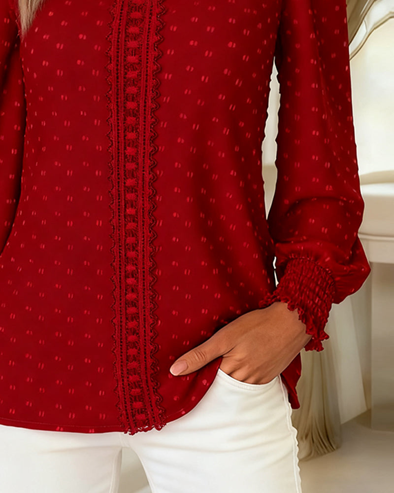 Amy | Puff Sleeve Blouse with Round Neck