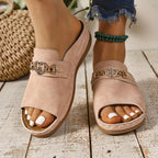 Nile | Women's Embellished Slip-On Flat Slide Sandals