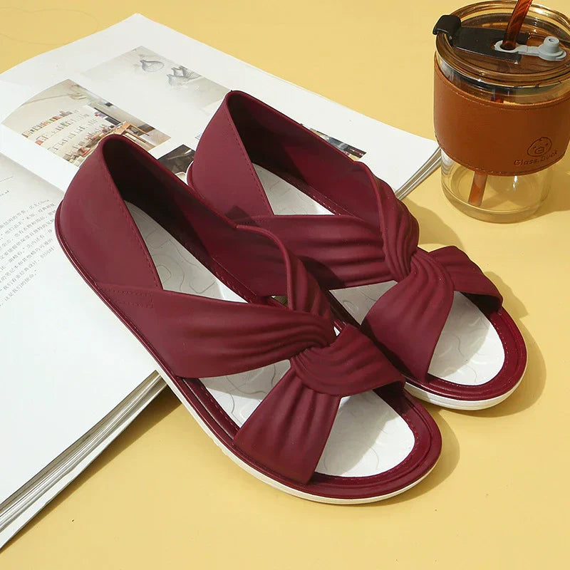 Elio | Women's Twisted Knot Cross Strap Flat Slides