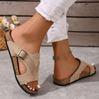 Callista | Women's Suede Slide Sandals with Buckle Detail