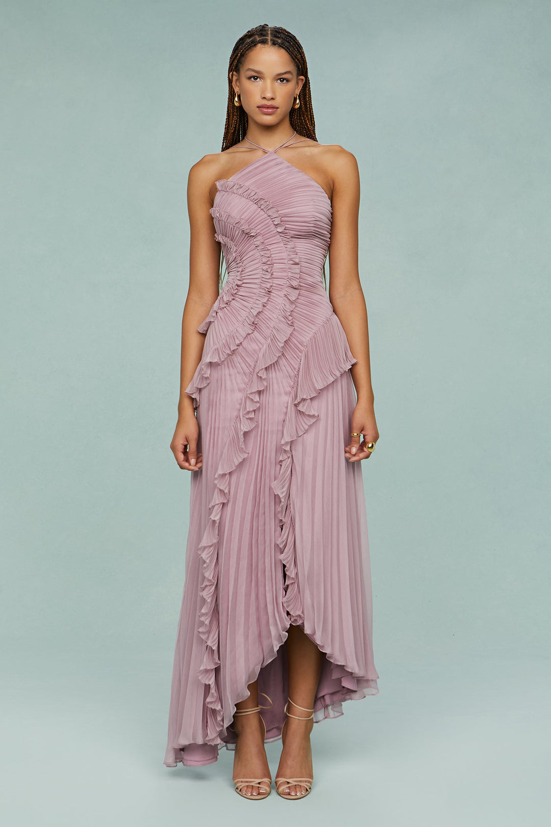 Perdita | Women's Halter Pleated Maxi Dress