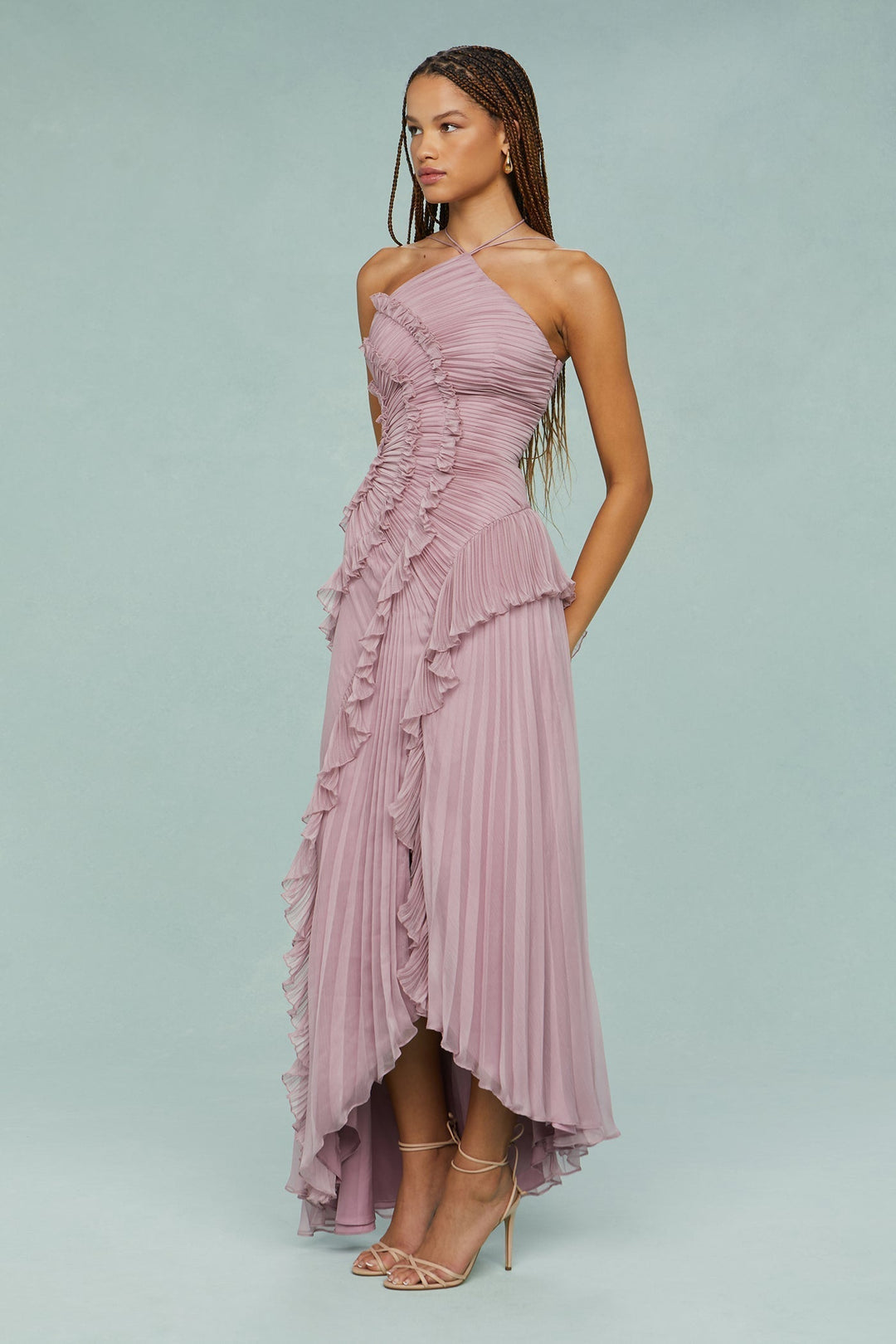 Perdita | Women's Halter Pleated Maxi Dress