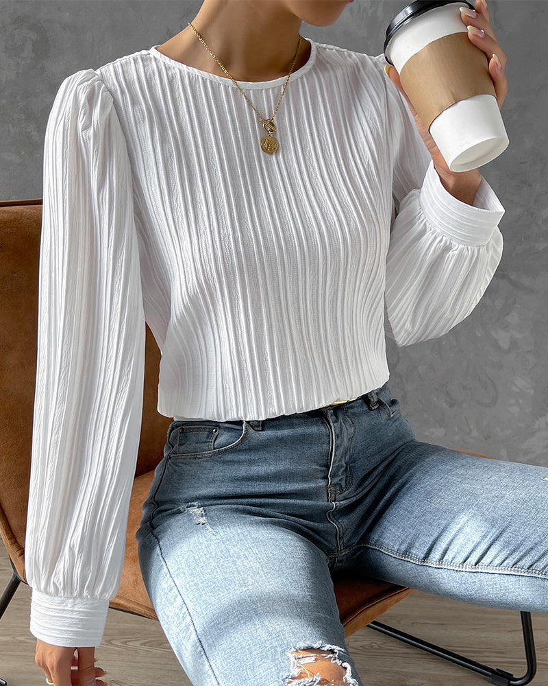Grace & Jess | PLEATED LANTERN SLEEVE TOP FOR WOMEN
