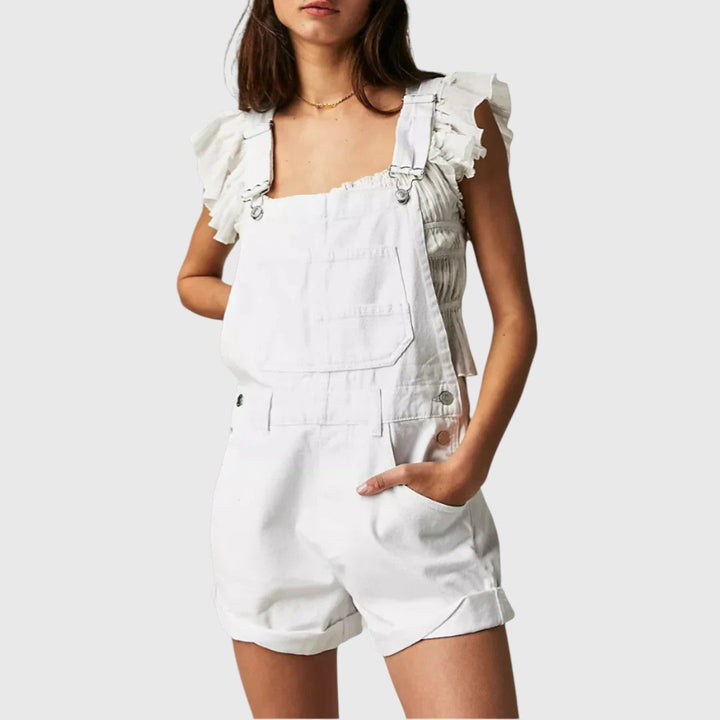 Rina | Vintage Adjustable Denim Overall Shorts