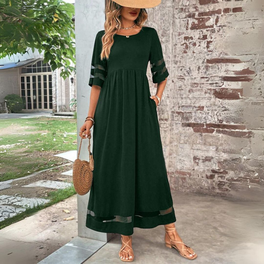 Remi | Women's Elegant Mesh Detail Maxi Dress
