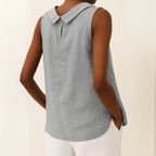 Maria | Women's Sleeveless Roll Collar Top