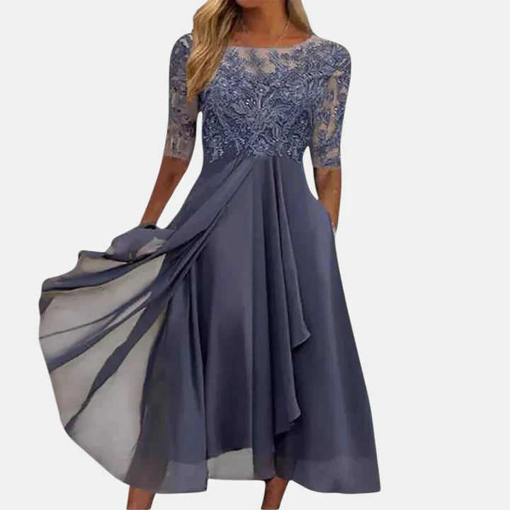 Rhonda | Women's Embroidered Midi Occasion Dress