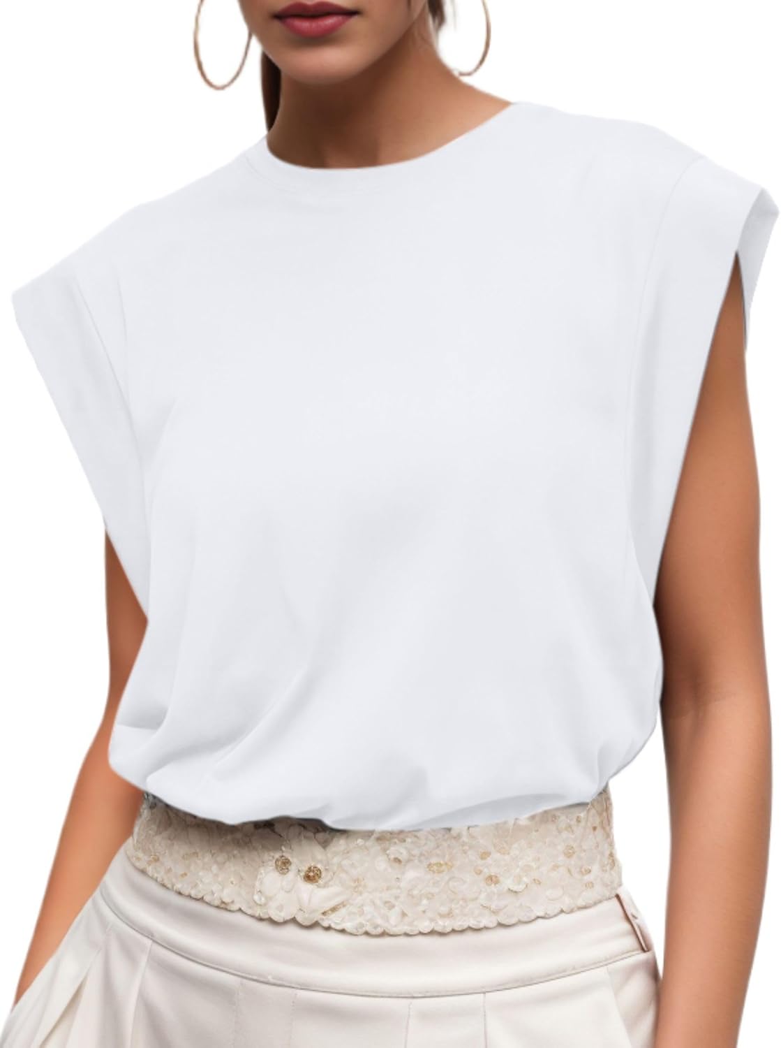 Ossian | Women's Cap Sleeve Crew Neck Relaxed Fit T-Shirt