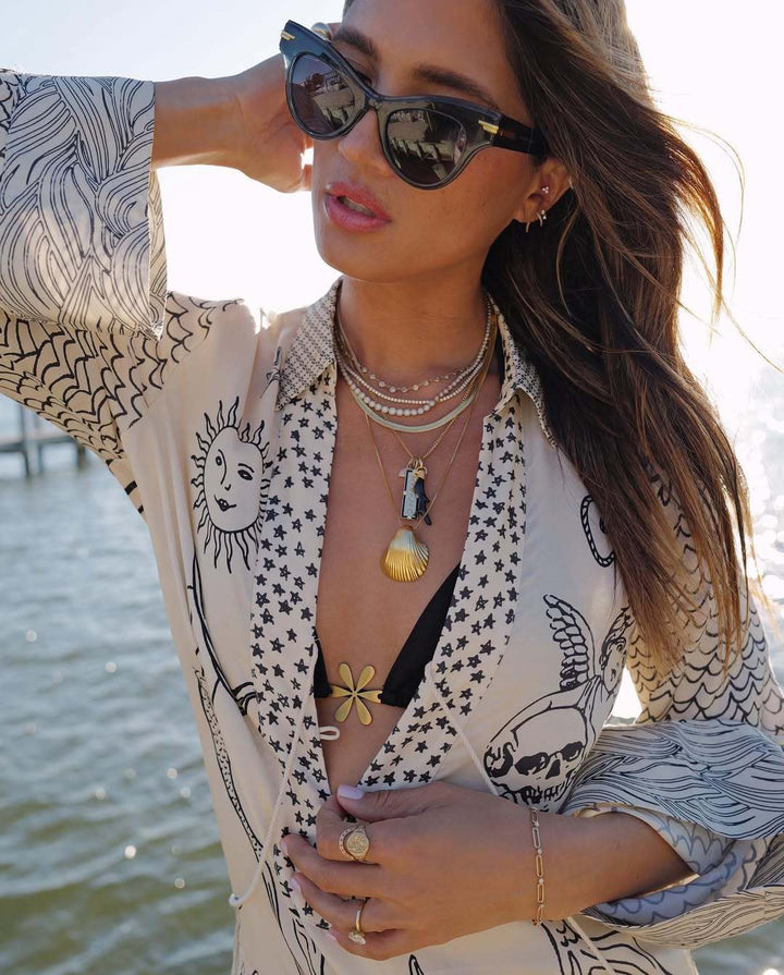 RoyalHoliday | Printed Shirt & Elastic Waist Shorts