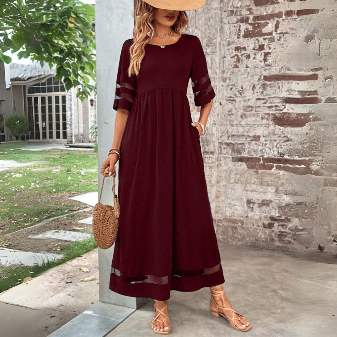 Remi | Women's Elegant Mesh Detail Maxi Dress