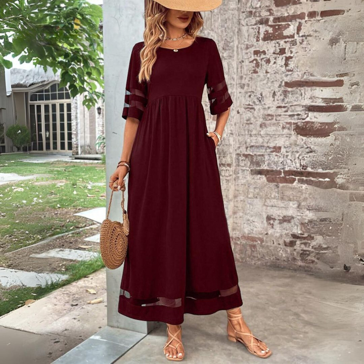 Remi | Women's Elegant Mesh Detail Maxi Dress