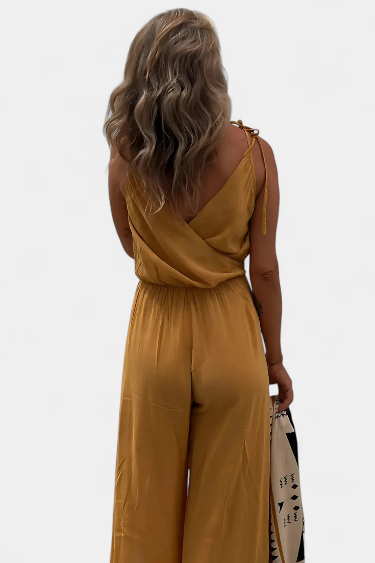 Lizzie - Washed Cotton Jumpsuit with Side Slits