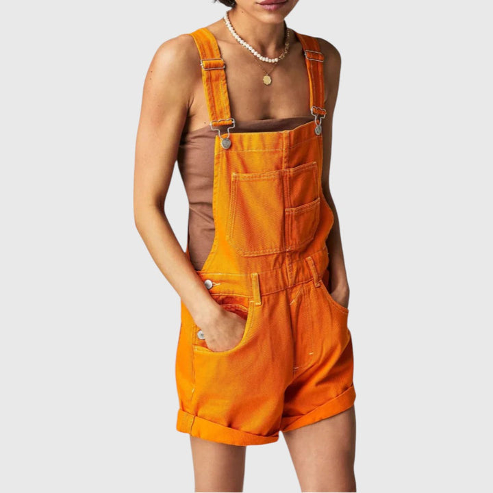 Rina | Vintage Adjustable Denim Overall Shorts