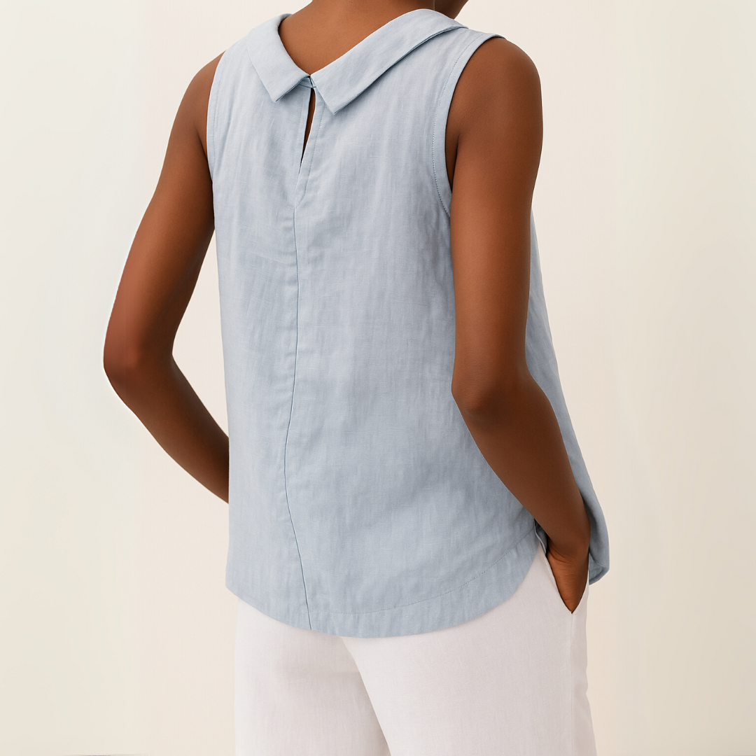 Maria | Women's Sleeveless Roll Collar Top