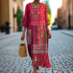Kit | Women's Flowy Ethnic Patchwork Print Maxi Dress