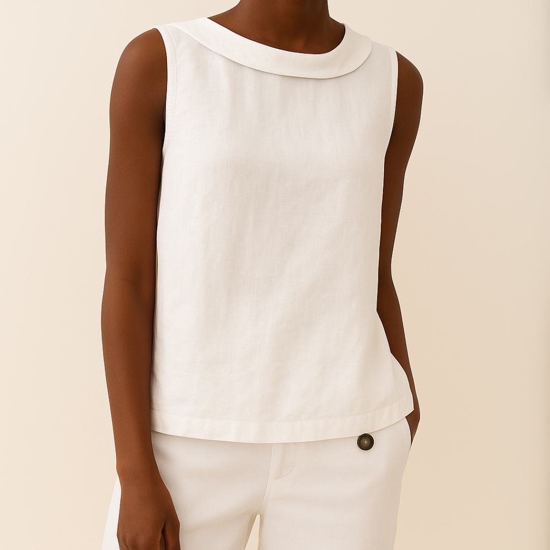 Maria | Women's Sleeveless Roll Collar Top