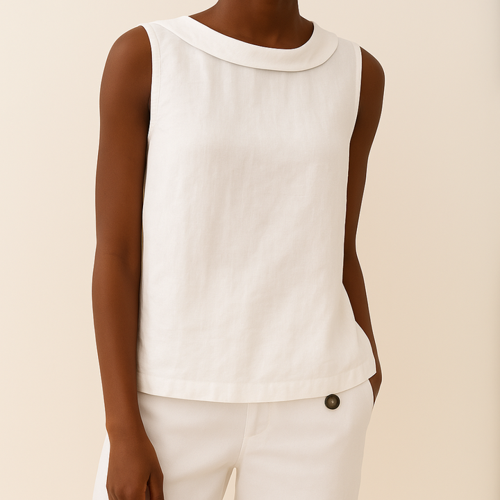 Maria | Women's Sleeveless Roll Collar Top