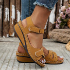Ingeborg | Women's Cut-Out Velcro Wedge Sandals