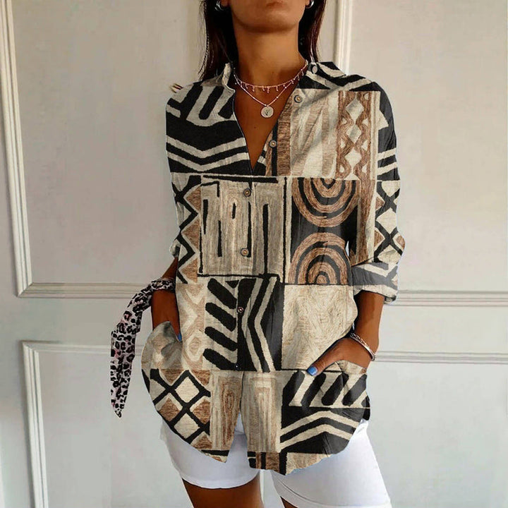 Vintage Abstract Print Blouse