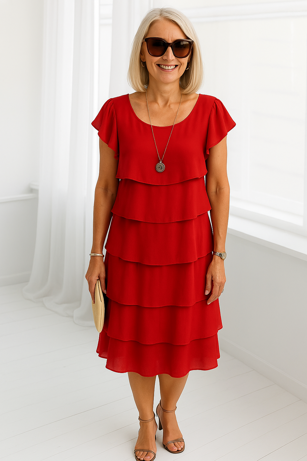 Karen | Women's Layered Short Sleeve Summer Dress