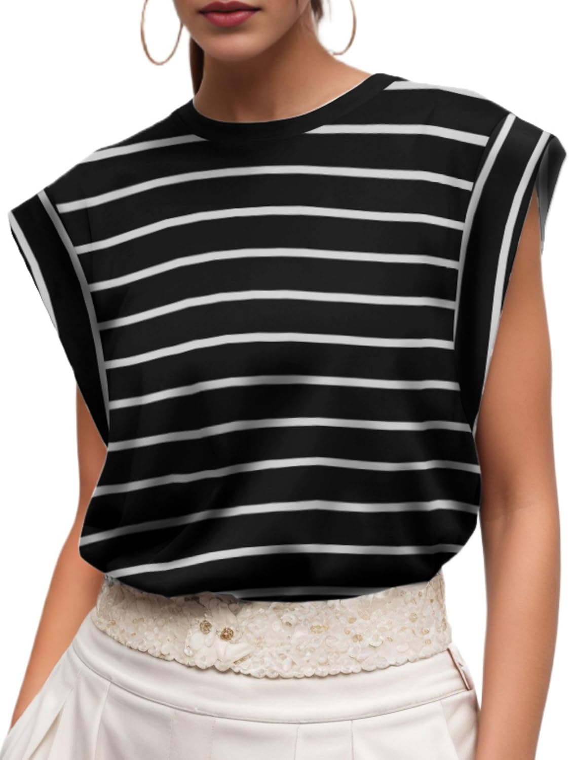 Ossian | Women's Cap Sleeve Crew Neck Relaxed Fit T-Shirt