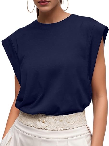 Ossian | Women's Cap Sleeve Crew Neck Relaxed Fit T-Shirt